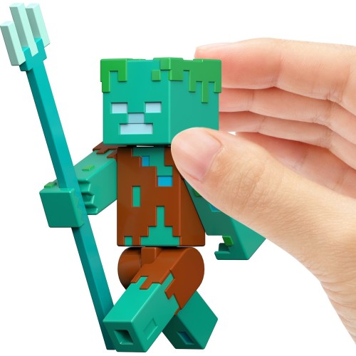 Mattel Minecraft Drowned Action Figure & Accessories Set, 3.25-Inch Scale Collectible Toy GTP08 / JCN41 194735273355