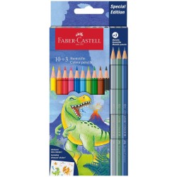 Faber-Castell Σετ 10+3 Εξαγωνικές Ξυλομπογιές Δεινόσαυρος 111213 4005401112136