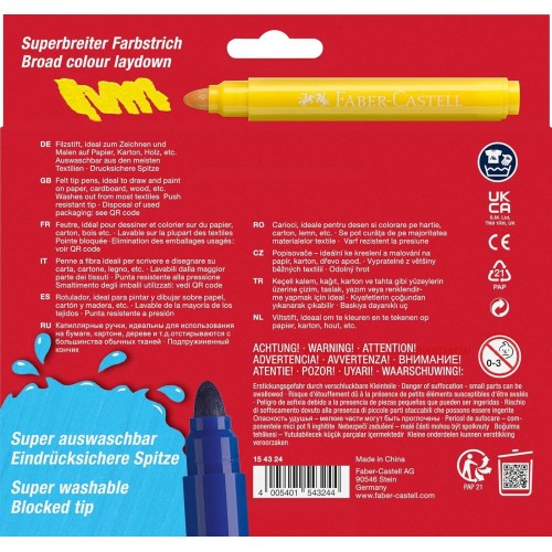 Faber-Castell Μαρκαδόροι Jumbo Super Washable 24Χρωμάτων 154324 4005401543244