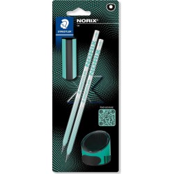 STAEDTLER Norix Σετ Blister (2 Μολύβια HB, 1 Γόμα Και 1 Ξύστρα Μονής Οπής) - Τυρκουάζ - Για Σκίτσο Και Γραφή 181 SBK2-3 40078171
