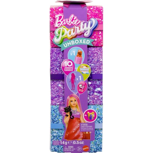 Mattel Barbie Party Unboxed Glam Party Series Red Sparkle Doll & Accessories With 10 Surprises JFY68 194735308675