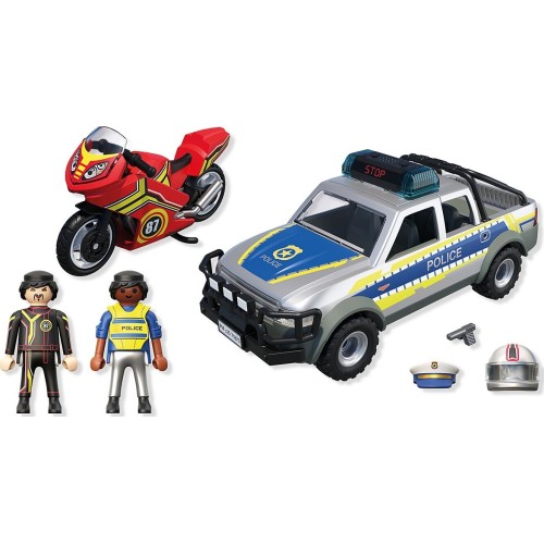 Playmobil City Action Αστυνομικό Όχημα Pickup Και Μοτοσυκλέτα 71875 4008789718754