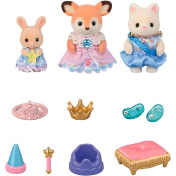 Epoch Sylvanian Families - 5818 Baby Princess Games, game set with animal figure, velvety animal figures, milk bunny, silk cat, 