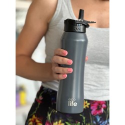 eco life Gray Thermos 550ml | Inner Straw 33-BO-3061 5208009003670
