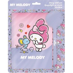 Diakakis imports Hello Kitty Diary with 12x18cm 60b lock and pom pom my melody pillar 000490223 5205698770395