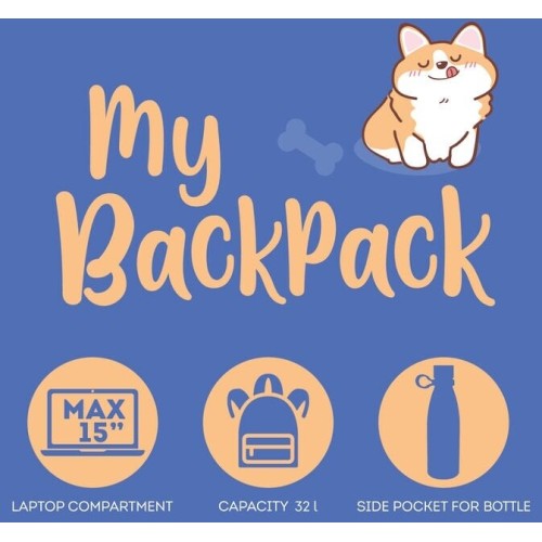 Legami Σχολική Τσάντα Πλάτης 32Lt Backpack 1 Θέσης - Corgi BPK0014 8052694029999
