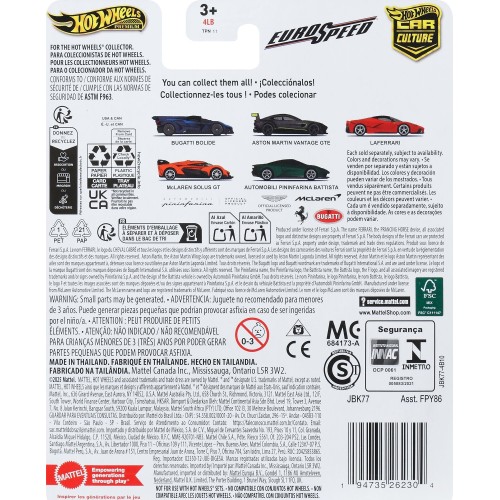 Mattel Hot Wheels Premium Car Culture Eurospeed Pininfarina Battista 1:64 Scale Collectible Toy Vehicle FPY86 / JBK77 1947352623