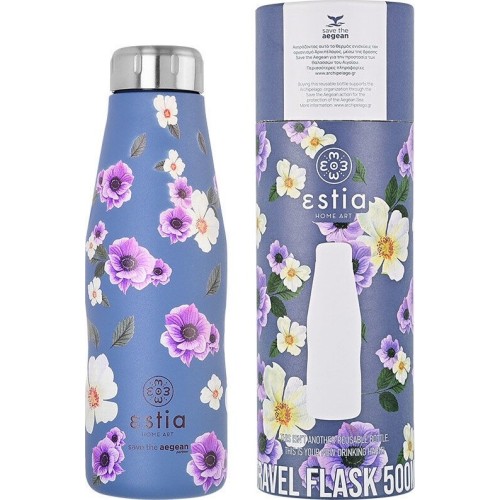 Estia Thermos Travel Flask Save the Aegean 500ml Garden Blue 01-16654 5207158016654