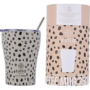 Estia Thermos Coffee Mug Save the Aegean 350ml Leopard Taupe 01-16852 5207158016852
