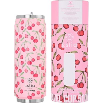 Estia Thermos Travel CUP Save THE Aegean 500Ml Cherry Rose 01-16791 5207158016791