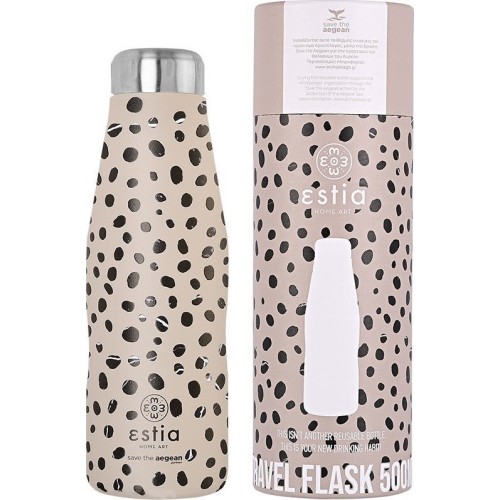 Estia Thermos Travel Flask Save the Aegean 500ml Leopard Taupe 01-16630 5207158016630