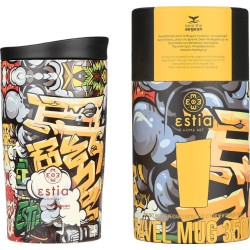Estia Thermos Travel Mug Save the Aegean 350ml Graffiti Rhythm 01-25670 5207158025670