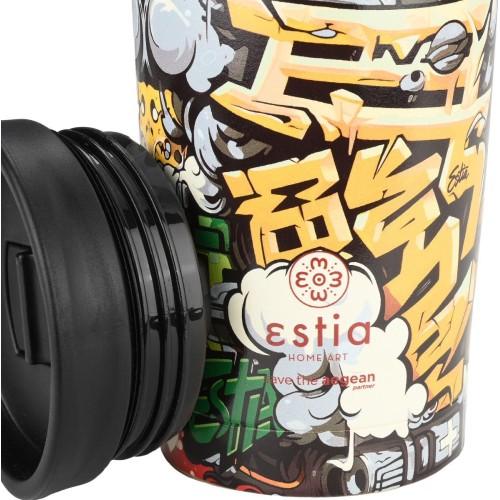 Estia Thermos Travel Mug Save the Aegean 350ml Graffiti Rhythm 01-25670 5207158025670