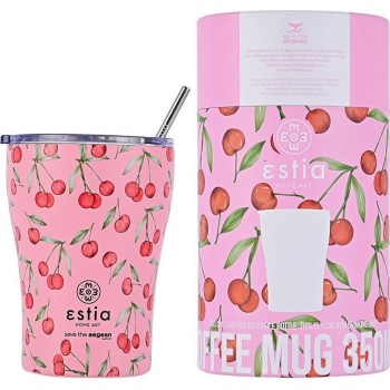 Estia Thermos Coffee Mug Save The Aegean 350Ml Cherry Rose 01-16876 5207158016876