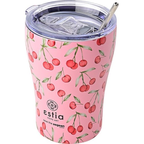 Estia Thermos Coffee Mug Save The Aegean 350Ml Cherry Rose 01-16876 5207158016876