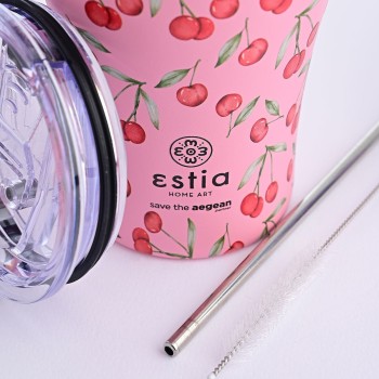 Estia Thermos Coffee Mug Save The Aegean 350Ml Cherry Rose 01-16876 5207158016876