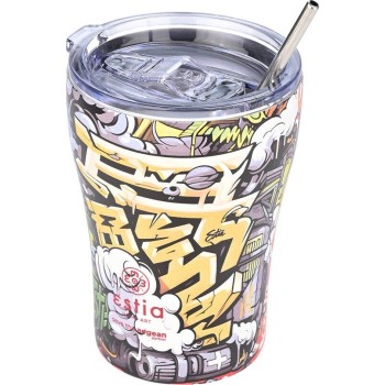 Estia Thermos Coffee Mug Save the Aegean 350ml Graffiti Rhythm 01-22914 5207158022914