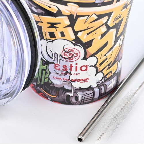 Estia Thermos Coffee Mug Save the Aegean 350ml Graffiti Rhythm 01-22914 5207158022914