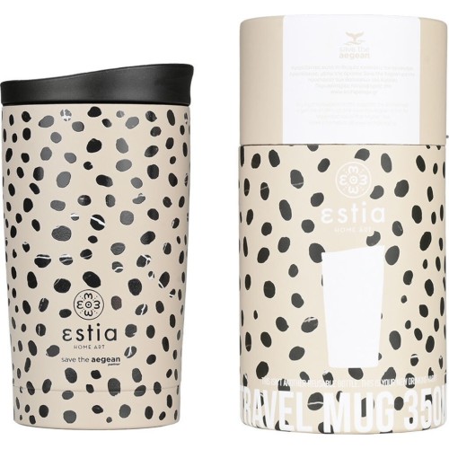 Estia Thermos Travel Mug Save the Aegean 350ml Leopard Taupe 01-25663 5207158025663