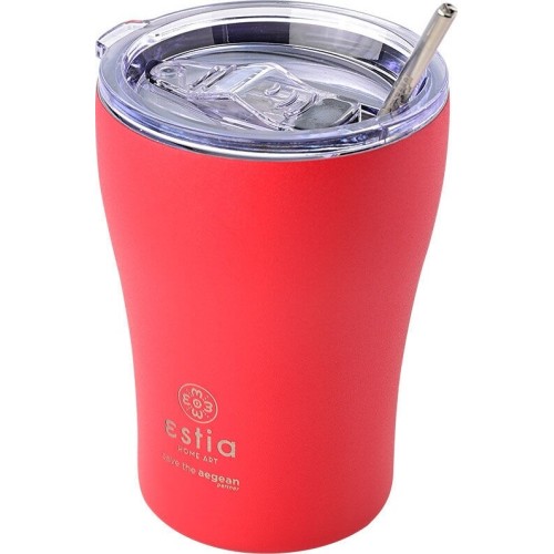 Estia Thermos Coffee MUG Save THE Aegean 350ml Scarlet RED 01-16845 5207158016845