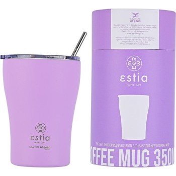 Estia Θερμος Coffee Mug Save The Aegean 350Ml Lavender Purple 01-12090 5207158012090