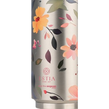 Estia Thermos Travel Cup Save the Aegean 500ml Silver Botanic 01-31299 5207158031299