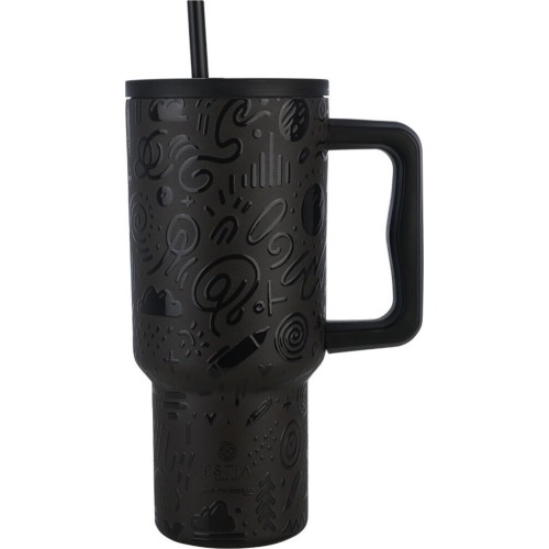 Estia Θερμος Straw Tumbler XL Save The Aegean 900Ml Noir Echo 01-32098 5207158032098