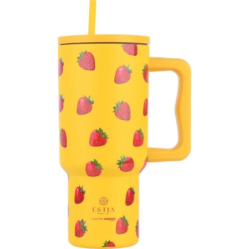 Estia Harm Straw Tumbler XL Save THE Aegean 900ml Berry Brow 01-32029 5207158032029