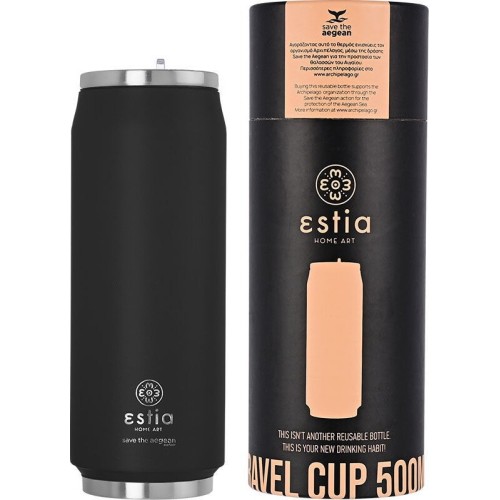 Estia Θερμός Travel Cup Save The Aegean 500Ml Midnight Black 01-7843 5207158007843
