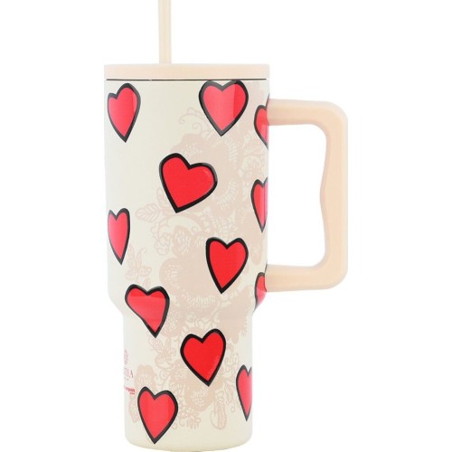 Estia Θερμος Straw Tumbler XL Save the Aegean 900ml Tender Lace 01-32074 5207158032074
