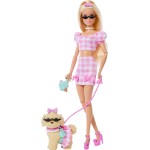 Mattel Barbie Twinning Looks Fashion Doll With Pet Dog, Matching Pink Clothes & Accessories, Blonde JFP36 194735303069