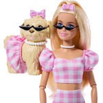 Mattel Barbie Twinning Looks Fashion Doll With Pet Dog, Matching Pink Clothes & Accessories, Blonde JFP36 194735303069