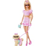 Mattel Barbie Twinning Looks Fashion Doll With Pet Dog, Matching Pink Clothes & Accessories, Blonde JFP36 194735303069