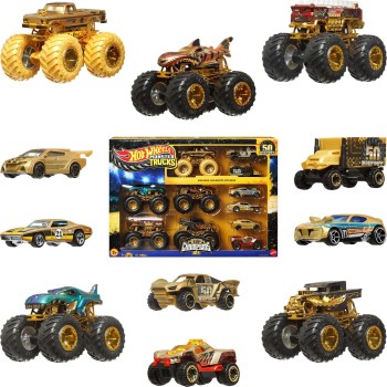 Mattel Hot Wheels Monster Trucks Trophy Champions Collection, 5 1:64 Scale Toy Trucks & 6 Die-Cast Cars JDW07 194735289431