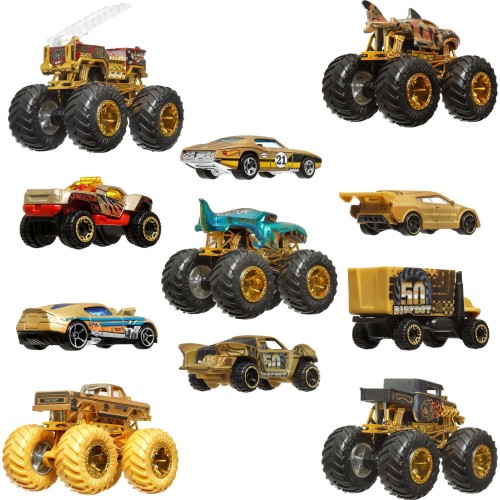 Mattel Hot Wheels Monster Trucks Trophy Champions Collection, 5 1:64 Scale Toy Trucks & 6 Die-Cast Cars JDW07 194735289431