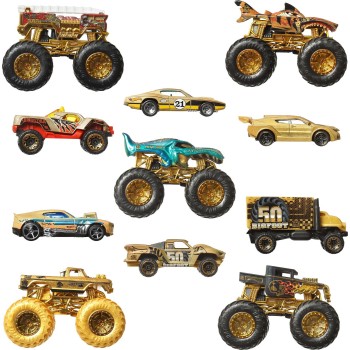 Mattel Hot Wheels Monster Trucks Trophy Champions Collection, 5 1:64 Scale Toy Trucks & 6 Die-Cast Cars JDW07 194735289431