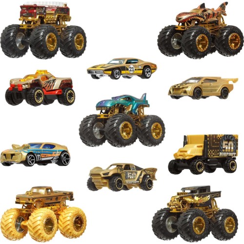 Mattel Hot Wheels Monster Trucks Trophy Champions Collection, 5 1:64 Scale Toy Trucks & 6 Die-Cast Cars JDW07 194735289431