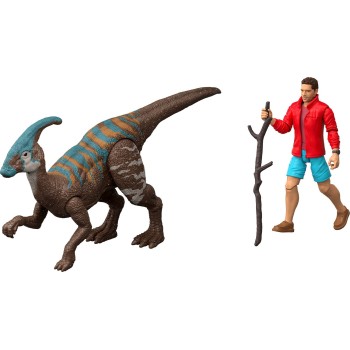 Mattel Jurassic World Rebirth Reuben Delgado & Parasaurolophus Figures Pack, 3.75-Inch Scale JGB82 / JGB86 194735309955