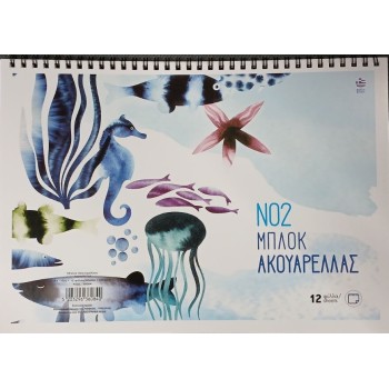 A&G PAPER Watercolor Spiral Horizontal A4 Notebook With 12 Pages No. 2 36084 5203296360840