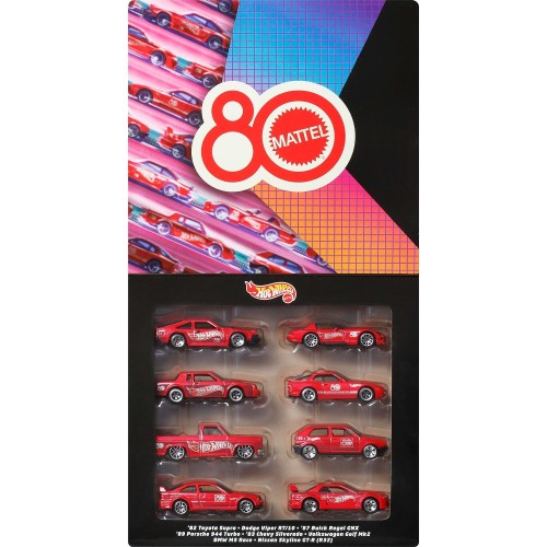 Hot Wheels Silver Series Mattel 80th Anniversary 8-pack, Set of 8 1:64 Scale Toy Cars & Trucks JGK09 194735315796