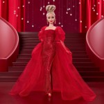 Barbie Signature Collectible Doll for Mattel 80th Anniversary, Glittery Red Tulle Gown, Blonde Hair JBJ17 194735261383
