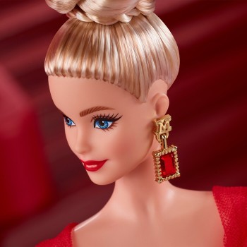 Barbie Signature Collectible Doll for Mattel 80th Anniversary, Glittery Red Tulle Gown, Blonde Hair JBJ17 194735261383