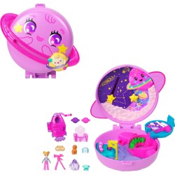 Mattel Polly Pocket Planet Polly Compact Playset With 1 Micro Doll And Pet Puppy, Travel Toy With Themed Accessories JFG56 / JCB