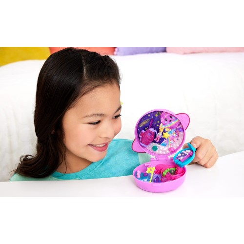 Mattel Polly Pocket Planet Polly Compact Playset With 1 Micro Doll And Pet Puppy, Travel Toy With Themed Accessories JFG56 / JCB