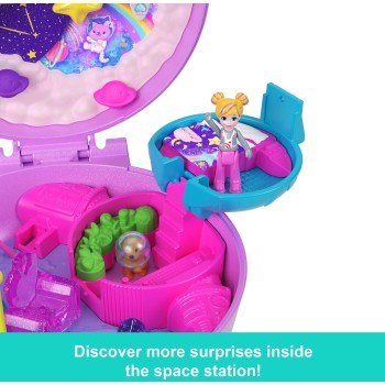 Mattel Polly Pocket Planet Polly Compact Playset With 1 Micro Doll And Pet Puppy, Travel Toy With Themed Accessories JFG56 / JCB