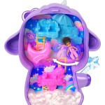 Mattel Polly Pocket Cozy Dreamland Lamb Compact Playset With 1 Micro Doll And Pet Unicorn, Travel Toy With Food & Styling Access