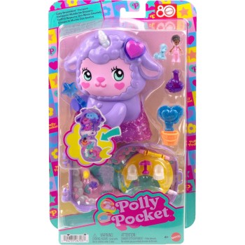 Mattel Polly Pocket Cozy Dreamland Lamb Compact Playset With 1 Micro Doll And Pet Unicorn, Travel Toy With Food & Styling Access