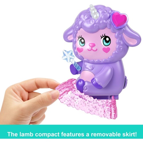 Mattel Polly Pocket Cozy Dreamland Lamb Compact Playset With 1 Micro Doll And Pet Unicorn, Travel Toy With Food & Styling Access