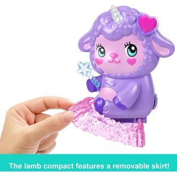 Mattel Polly Pocket Cozy Dreamland Lamb Compact Playset With 1 Micro Doll And Pet Unicorn, Travel Toy With Food & Styling Access