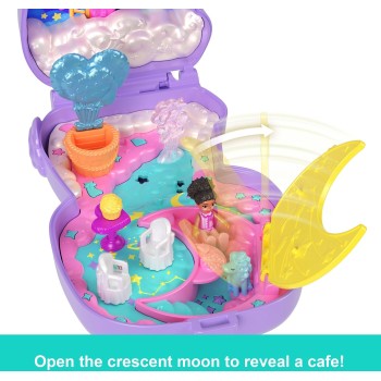 Mattel Polly Pocket Cozy Dreamland Lamb Compact Playset With 1 Micro Doll And Pet Unicorn, Travel Toy With Food & Styling Access